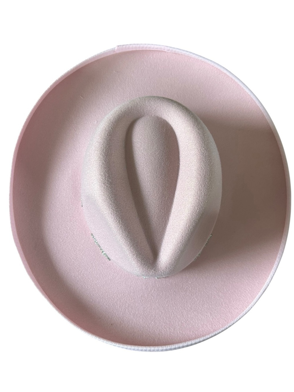 Fame Accessories Pink Faux Suede Cowboy Hat Rhinestone Bows Western Coquette - Picture 4 of 7